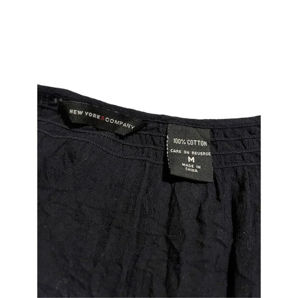 New York & Company Women’s Navy Medium Button Up Blouse With Front Tie - Picture 3 of 4